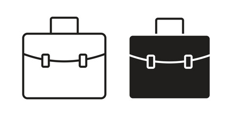 Suitcase icon in Line and Silhouette Icon Set. Isolated Vector Illustration.