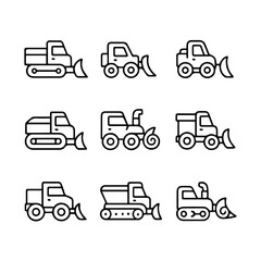 set of outline icons snow removal machines vector on a white background
set of 9 line icons, vector, on a white background