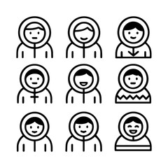 set of outline icons Eskimos vector on a white background
set of 9 line icons, vector, on a white background