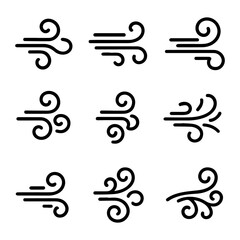 set of outline icons wind whirlwinds vector on a white background
set of 9 line icons, vector, on a white background