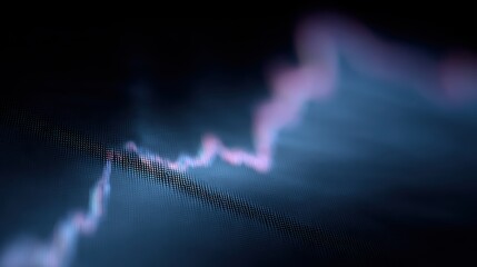 Close-up of a high-resolution LED display, illustrating a fluctuating stock market graph with clear trending data and price movements.