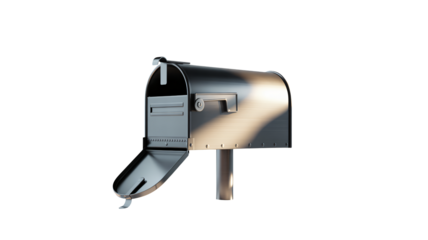 Open mailbox crafted from metal, representing communication, delivery, and anticipation of mail, perfect for any project needing a classic touch