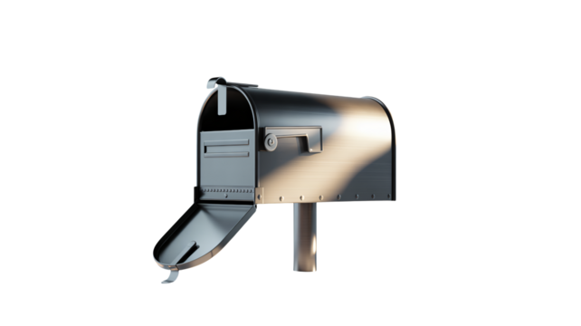 Open mailbox crafted from metal, representing communication, delivery, and anticipation of mail, perfect for any project needing a classic touch
