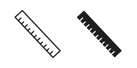 Ruler icon in Line and Silhouette Icon Set. Isolated Vector Illustration.