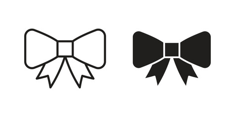 Ribbon icon in Line and Silhouette Icon Set. Isolated Vector Illustration.