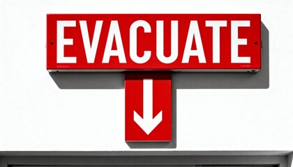 Emergency Evacuation Sign with Downward Pointing Arrow