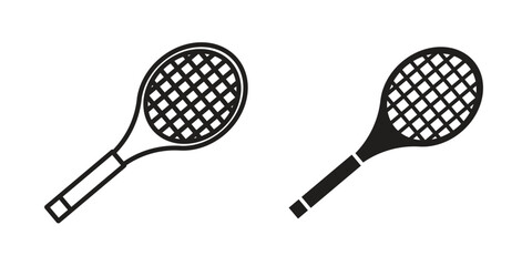 Racket icon in Line and Silhouette Icon Set. Isolated Vector Illustration.