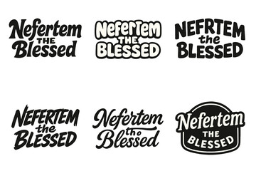 Fototapeta premium Nefertem Lettering Variations. Nefertem the Blessed. Set lettering. harmonious lettering variations of the same emblematic concept (Bold hand-lettering with
