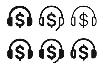 Podcasting Logo Variations. The rise of podcasting as a marketing tool. Set Logo of The rise of podcasting as a marketing tool: Headphones encircling a dollar