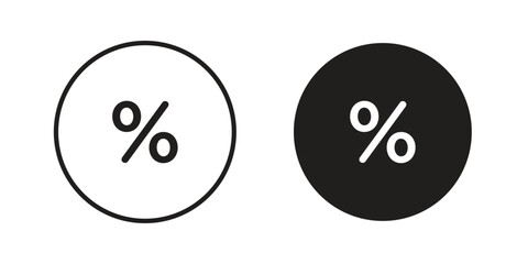 Percentage icon in Line and Silhouette Icon Set. Isolated Vector Illustration.