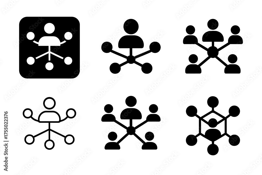 Wall mural networking emblem variations. your network is your net worth. set logo of networking: social connect