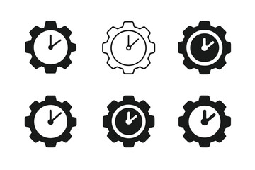 Obraz premium Digital Clock Logos. Resetting a digital clock. Set Logo of Resetting a digital clock: settings gear with time dial. harmonious logo variations of the same