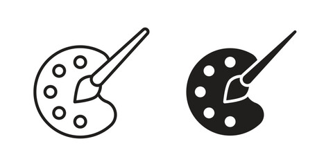 Palette icon in Line and Silhouette Icon Set. Isolated Vector Illustration.