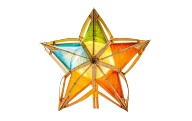 Traditional Filipino parol lantern crafted from bamboo and colorful paper glowing brightly isolated on transparent background PNG