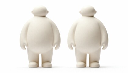 Pair of simple off-white stylized character sculptures