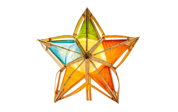 Traditional Filipino parol lantern crafted from bamboo and colorful paper glowing brightly isolated on transparent background PNG