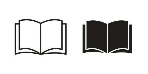 open book icon in Line and Silhouette Icon Set. Isolated Vector Illustration.