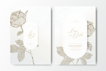 wedding invitation card with hand drawn roses flower

