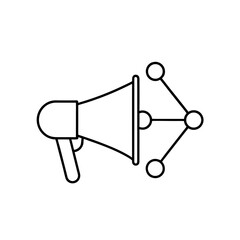 Megaphone connected to network illustration on transparent background