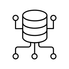 Database server connected to three nodes on transparent background