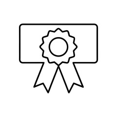 Outline drawing of a ribbon with a rosette on transparent background