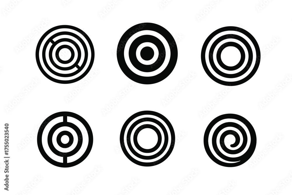 Wall mural Dynamic Volumes Logos. Dynamic Volumes. Set Logo of Dynamic Volumes: concentric circles. harmonious logo variations of the same emblematic concept, each with