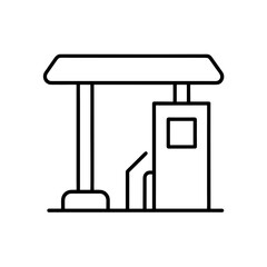 Outline drawing of a gas station pump icon on transparent background