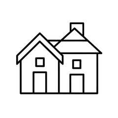 Two simple houses with a chimney outline on transparent background