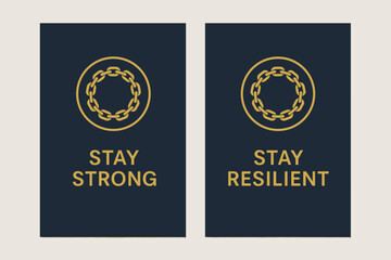 Naklejka premium Navy Gold Discipline Banners. Discipline. Two vertical A6 banners with safe margins, centered composition, no elements touching edges, modern minimal, navy and