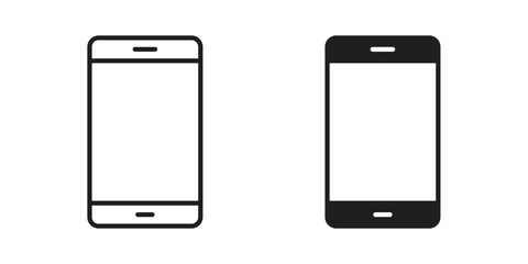Mobile icon in Line and Silhouette Icon Set. Isolated Vector Illustration.