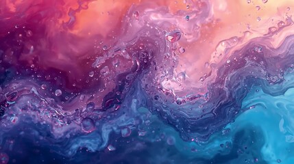 Obraz premium Mesmerizing Abstract Swirls of Vibrant Purple Blue and Orange Colors with Tiny Bubbles