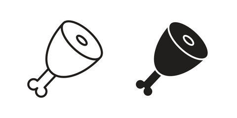 Meat icon in Line and Silhouette Icon Set. Isolated Vector Illustration.