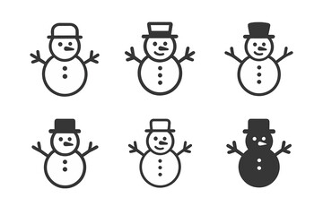 Obraz premium Winter Snowman Logos. Winter. Set Logo of Winter: snowman. harmonious logo variations of the same emblematic concept, each with different artistic
