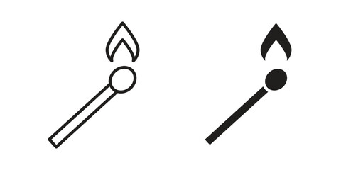 Matches icon in Line and Silhouette Icon Set. Isolated Vector Illustration.