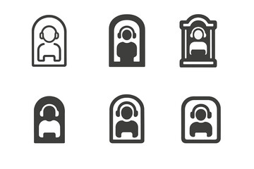 Quiet Booth Logos. Personalized learning spaces. Set Logo of Personalized learning spaces: Quiet Booth. harmonious logo variations of the same emblematic