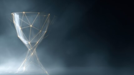 Geometric low-poly trophy cup illustration, sharp edges and glowing lines, set against a subtle background. Modern symbol for triumph and achievement.