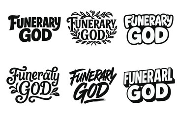 Fototapeta premium Creative Lettering Grid. Funerary God. Set lettering. harmonious lettering variations of the same emblematic concept (Bold hand-lettering with playful swashes,