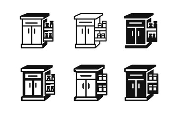 Naklejka premium Kitchen Island Logos. Building a kitchen island. Set Logo of Building a kitchen island: pull-out spice rack. harmonious logo variations of the same emblematic