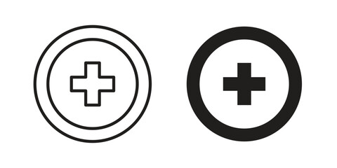 Hospital sign icon in Line and Silhouette Icon Set. Isolated Vector Illustration.