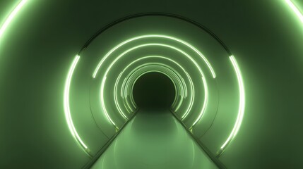 Fototapeta premium Futuristic tunnel glows with neon light creating a serene modern digital design concept