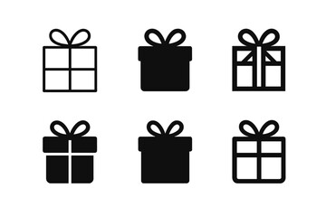 Gift Logo Variations. Gifts. Set Logo of Gifts: wrapped present with ribbon. harmonious logo variations of the same emblematic concept, each with different
