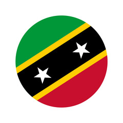 Flag of Federation of Saint Christopher and Nevis. Saint Kitts and Nevis flag. National flag of Saint Kitts and Nevis shaped as circle. Vector illustration.	
