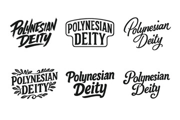 Fototapeta premium Polynesian Lettering Art. Polynesian Deity. Set lettering. harmonious lettering variations of the same emblematic concept (Dynamic brushstroke graffiti