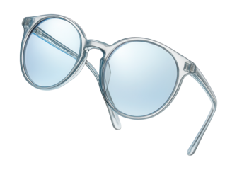Round blue light blocking glasses with clear acetate frames.