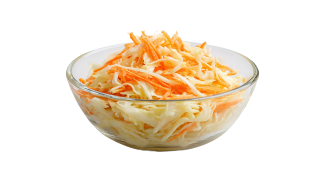 Shredded Cabbage and Carrot Salad isolated on a transparent background