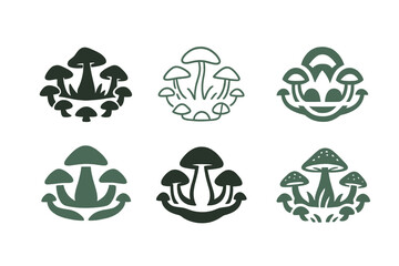 Obraz premium Magical Forest Logos. Magical forests. Set Logo of Magical forests: faerie circle of mushrooms. harmonious logo variations of the same emblematic concept, each