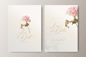 Beautiful wedding invitation card with rose flower decoration