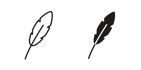 Feather icon in Line and Silhouette Icon Set. Isolated Vector Illustration.