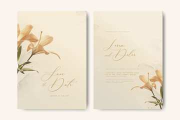 Beautiful wedding invitation card with floral watercolor