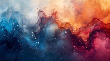 Obraz premium Vibrant Colorful Abstract Swirling Cloud Nebula Galactic Art Background